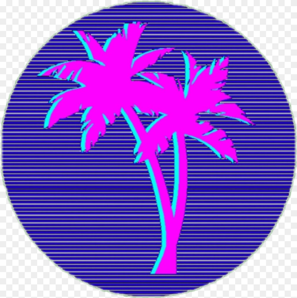 Download Vaporwave Transparent Transparent Vaporwave Palm Tree, Palm Tree, Plant, Purple, Leaf Png