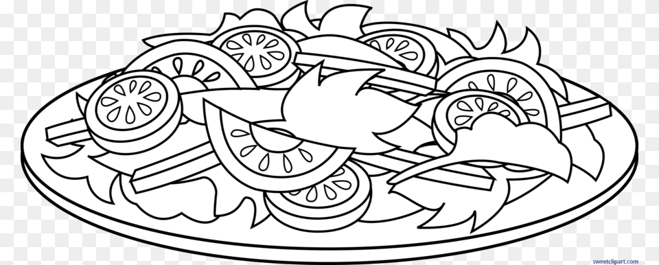 Download Vegetable Salad Coloring Pages Clipart Chef Salad Clipart Black And White, Art, Plant, Meal, Lawn Mower Png