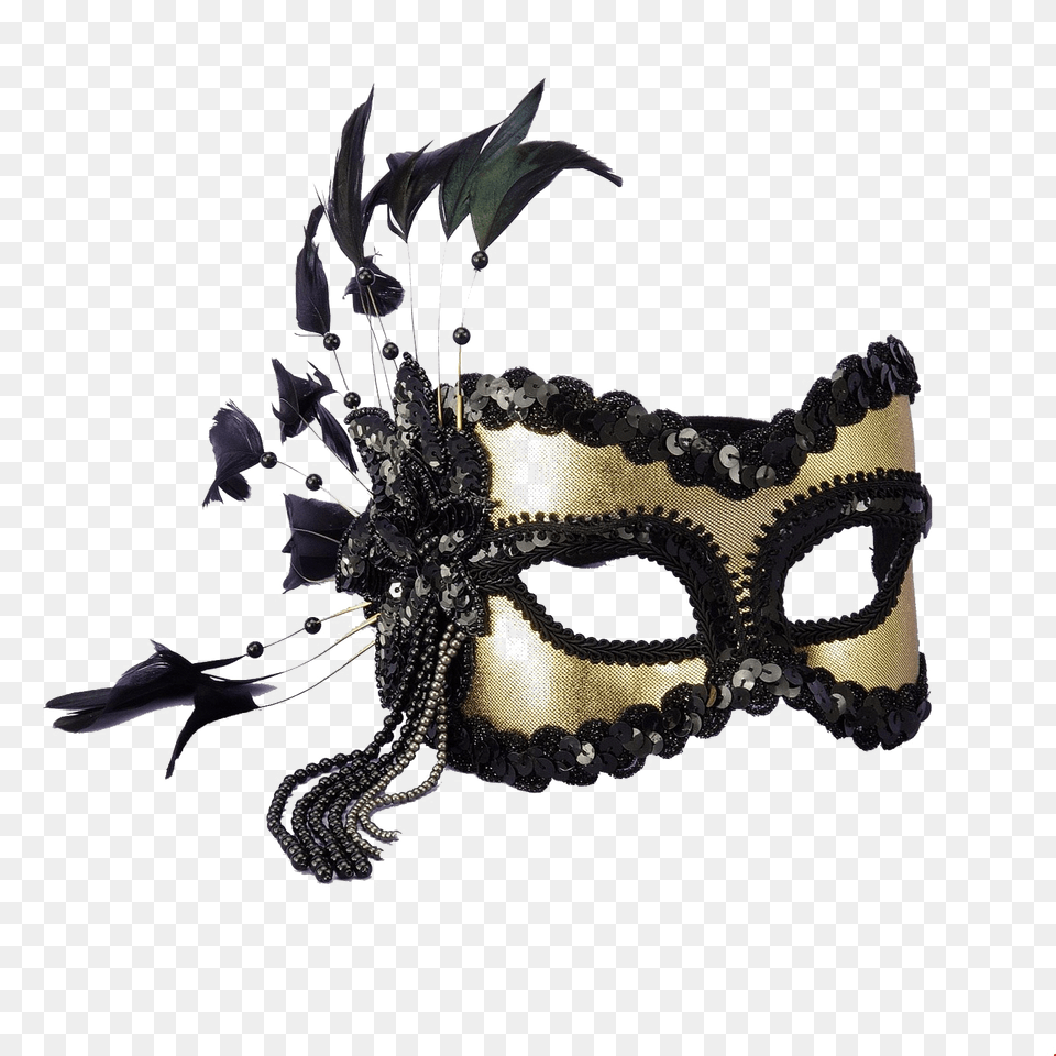 Download Venetian Mask Image Background Black And Gold Black And Gold Masks For Masquerade, Carnival, Crowd, Mardi Gras, Parade Free Png