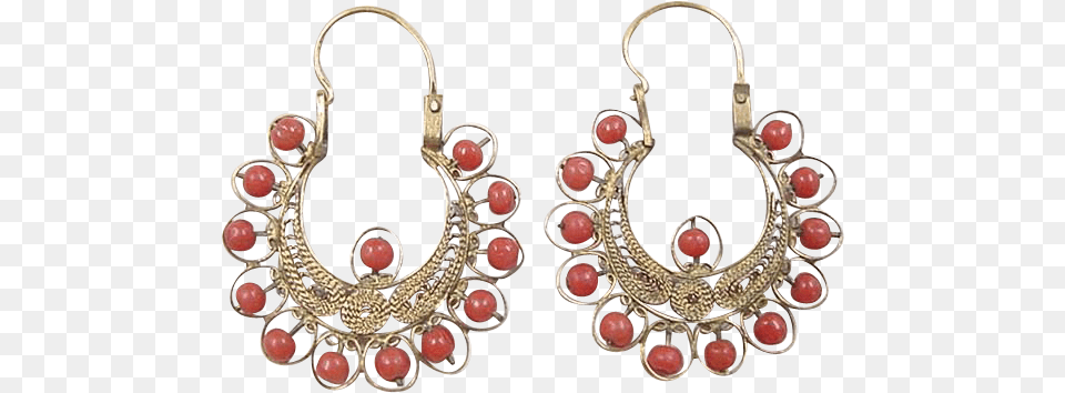 Victorian 21k Gold Red Coral Corundum, Accessories, Earring, Jewelry, Chandelier Free Png Download