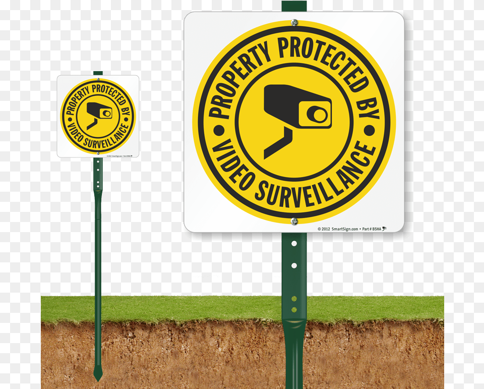 Download Video Surveillance Yard Signs Sign, Symbol, Bus Stop, Outdoors, Road Sign Png Image