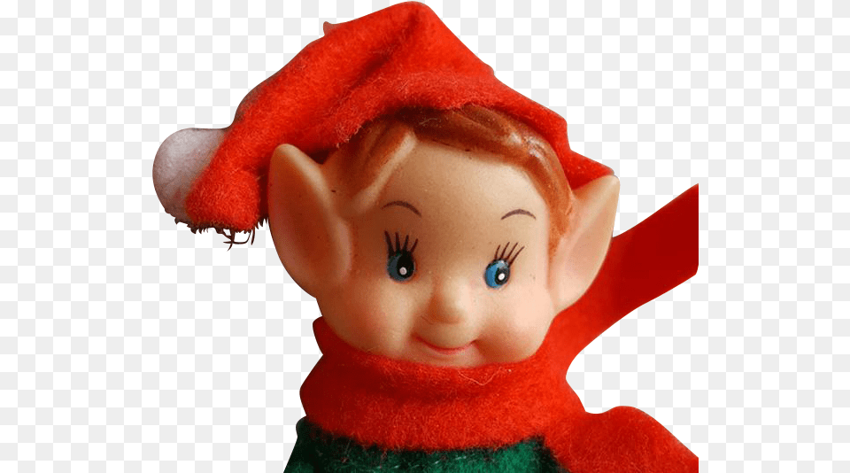 Download Vintage Christmas Elf Knee Figurine, Doll, Toy, Baby, Person Png Image