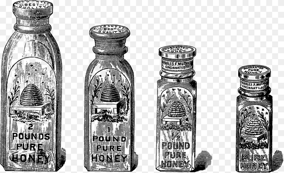 Download Vintage Honey Jar Clip Art Vintage Honey Bottle, Gray Free Png