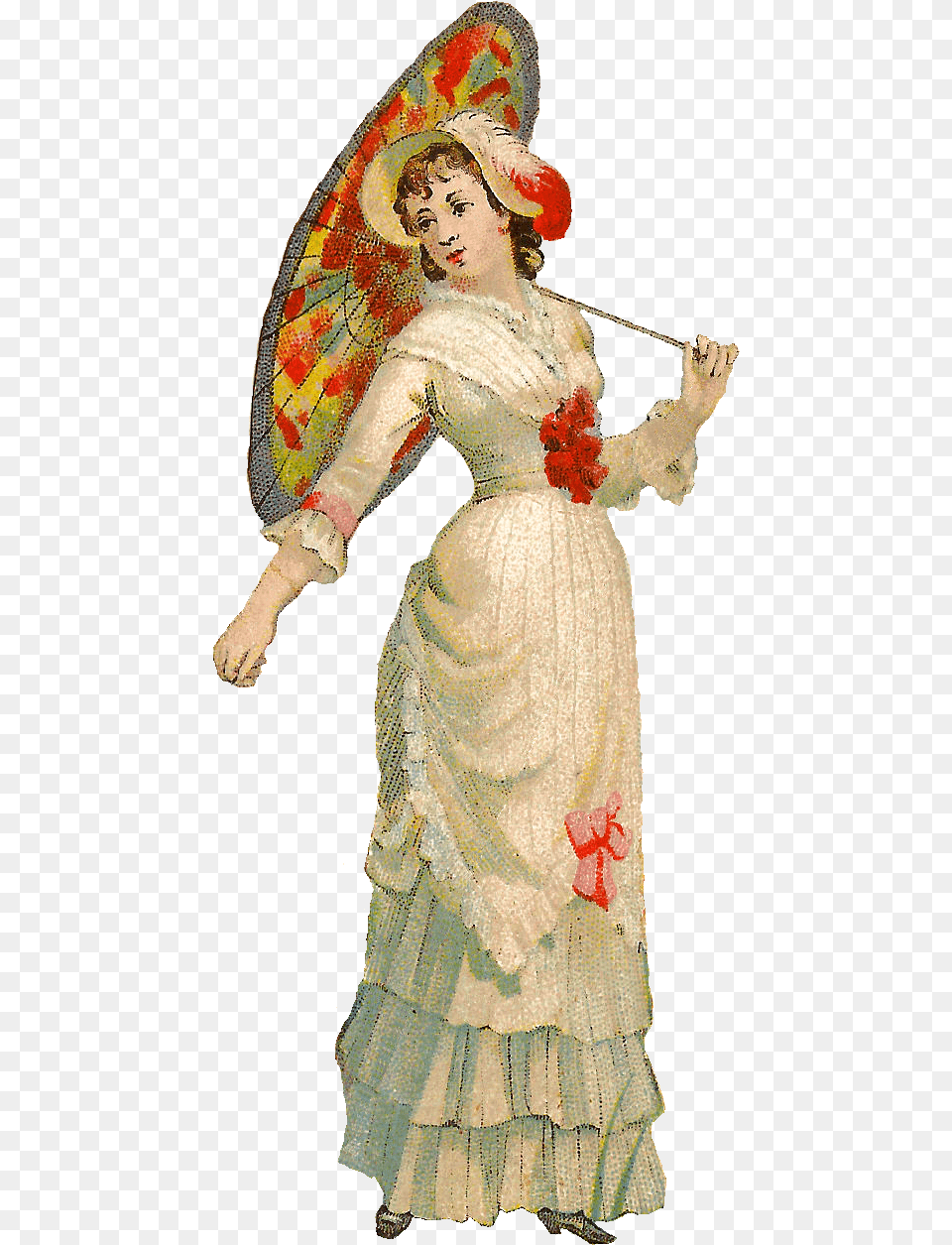 Download Vintage Lady Umbrella Transparent Victorian Woman Transparent, Adult, Wedding, Person, Hat Png