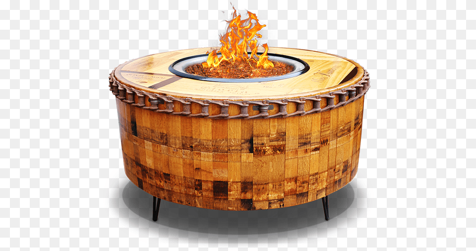 Download Vita Vino Wine Barrel Fire Pit With No Wood Barrel Style Fire Pit, Table, Furniture, Flame, Coffee Table Png Image