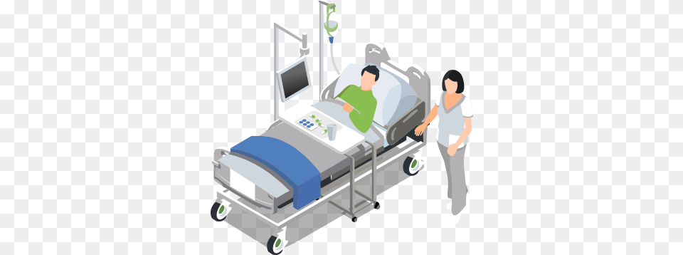 Download Ward Room Patient On Bed Full Size Patient Hospital Bed, Architecture, Building, Adult, Man Free Png