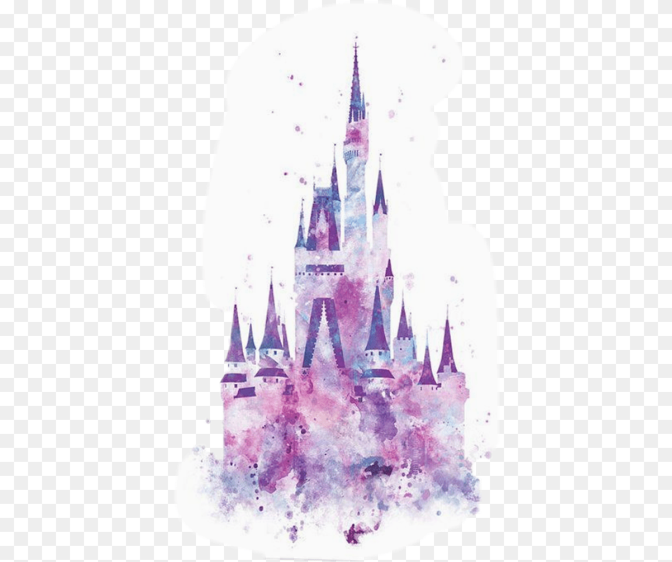 Download Watercolor Disney Castle Silhouette Watercolor Print Castle, Architecture, Building, Spire, Tower Png
