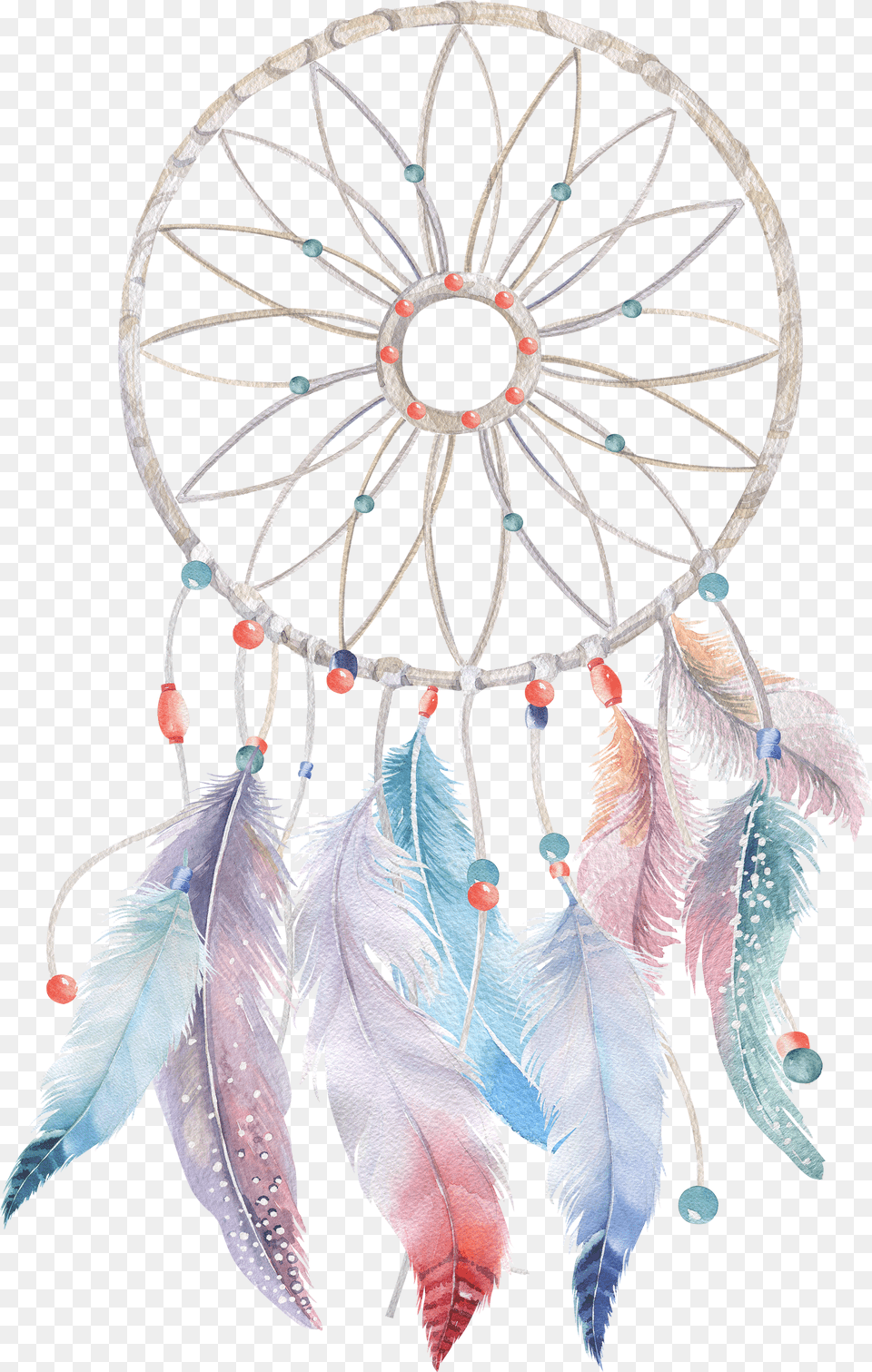 Download Watercolor Feather Boho Chic Painting Dreamcatcher Free Png