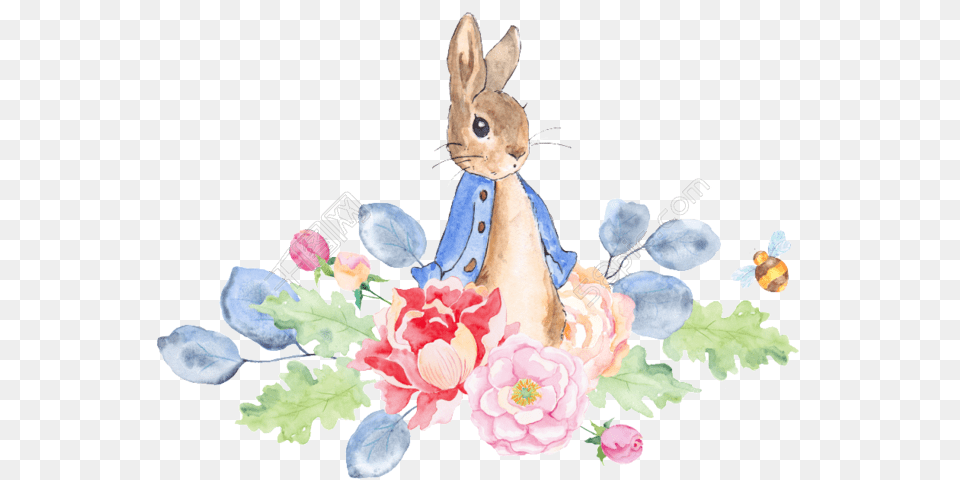Download Watercolor Flowers Bouquet Peter Rabbit Peter Rabbit, Animal, Mammal, Flower, Plant Free Png