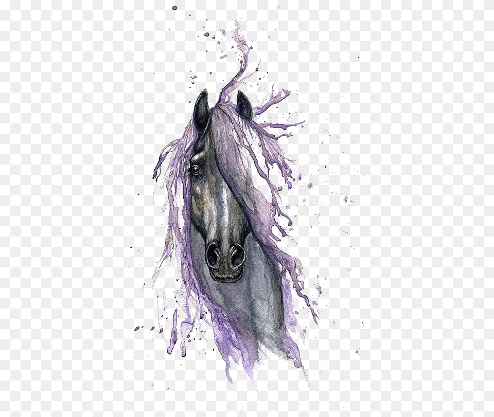 Watercolor Tattoo Horse Painting Drawing Hq Image Horse Watercolor Tattoo, Animal, Mammal, Art Free Png Download