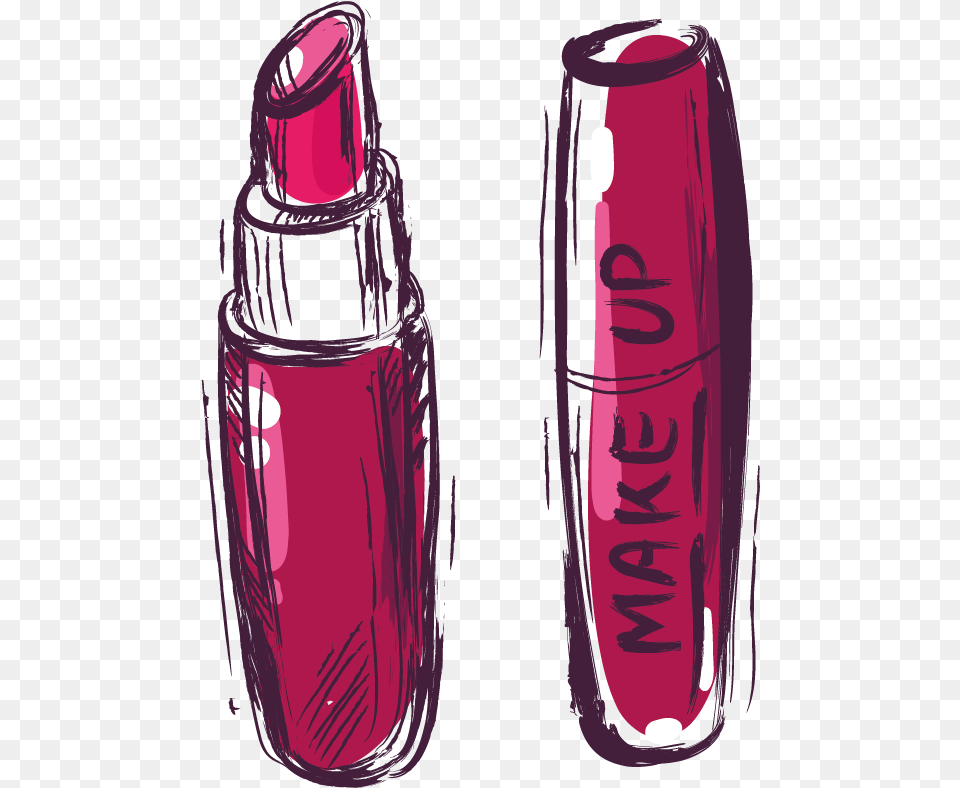 Download Watercolor Vector Painting Lipstick Cosmetics Cosmetic, Bottle, Shaker, Perfume, Can Png