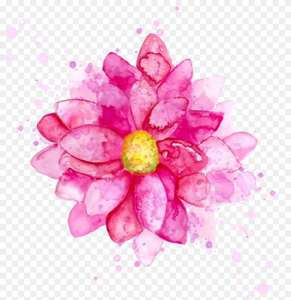 Download Watercolour Flowers Painting Ink Water Flower Color Flower Drawing, Dahlia, Petal, Plant, Rose Free Png
