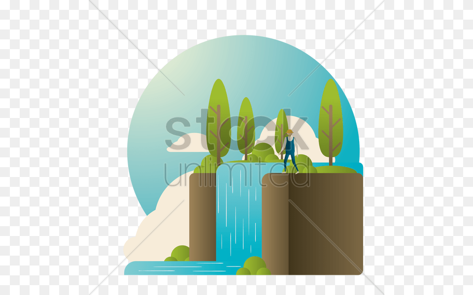 Download Waterfall Clipart Waterfall Clip Art Illustration Vector Graphics Waterfall, Water, Outdoors, Nature, Person Png Image