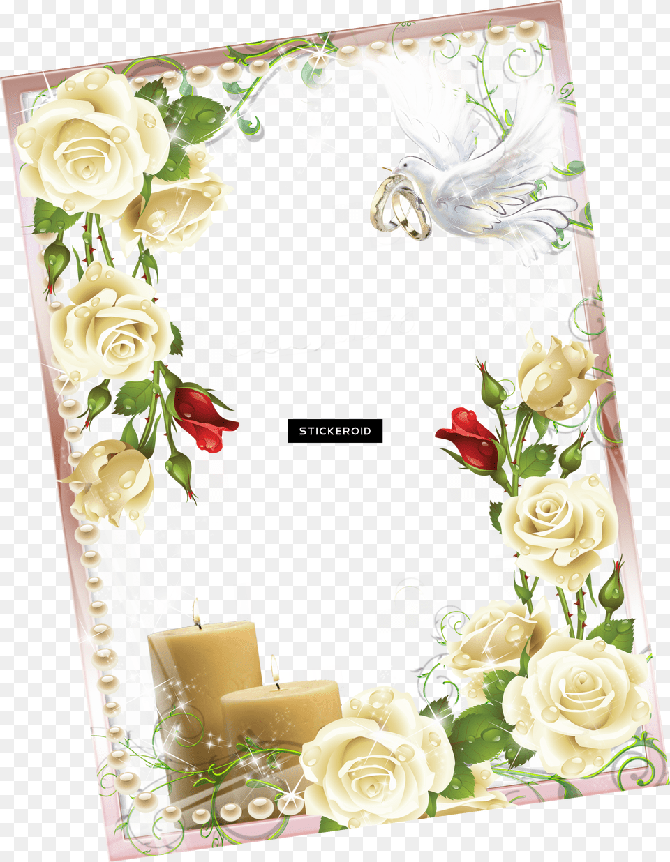 Wedding Flowers Frame Rose White Free Png Download