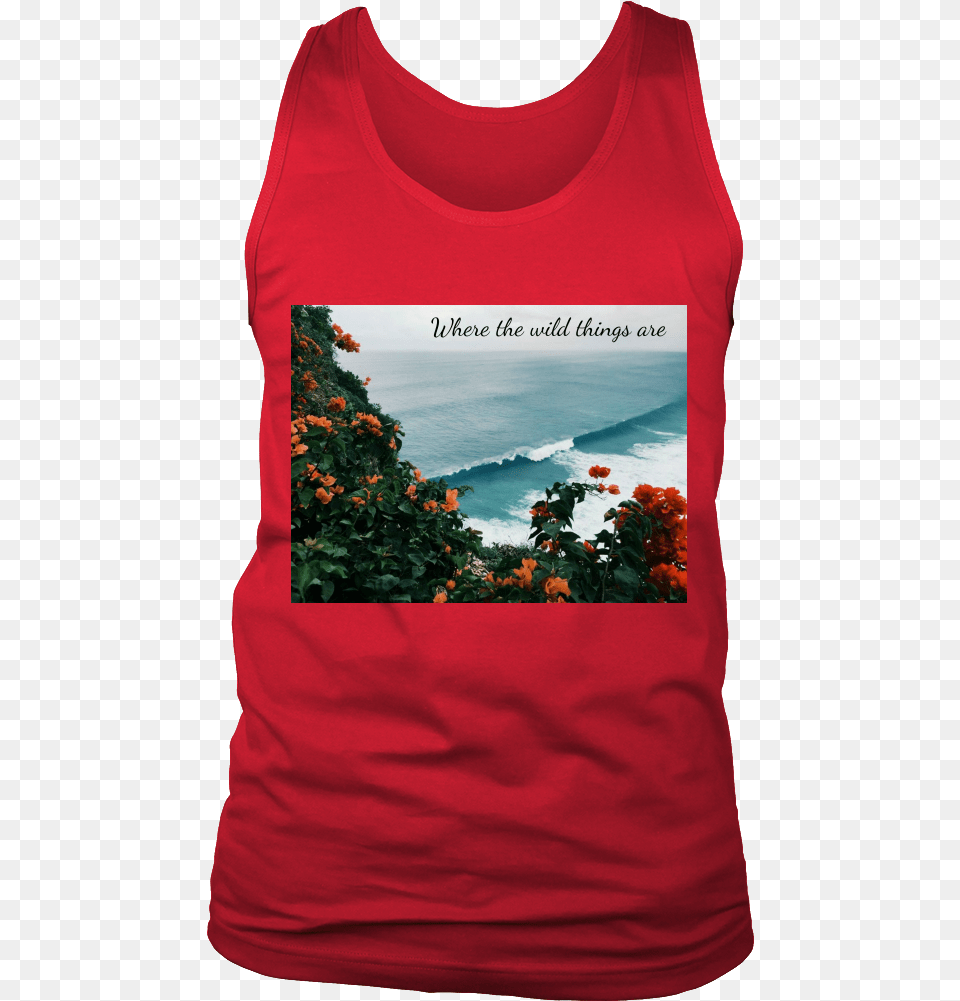 Download Where The Wild Things Are Orange Flowers And Ocean, Clothing, Tank Top, Shirt, T-shirt Png
