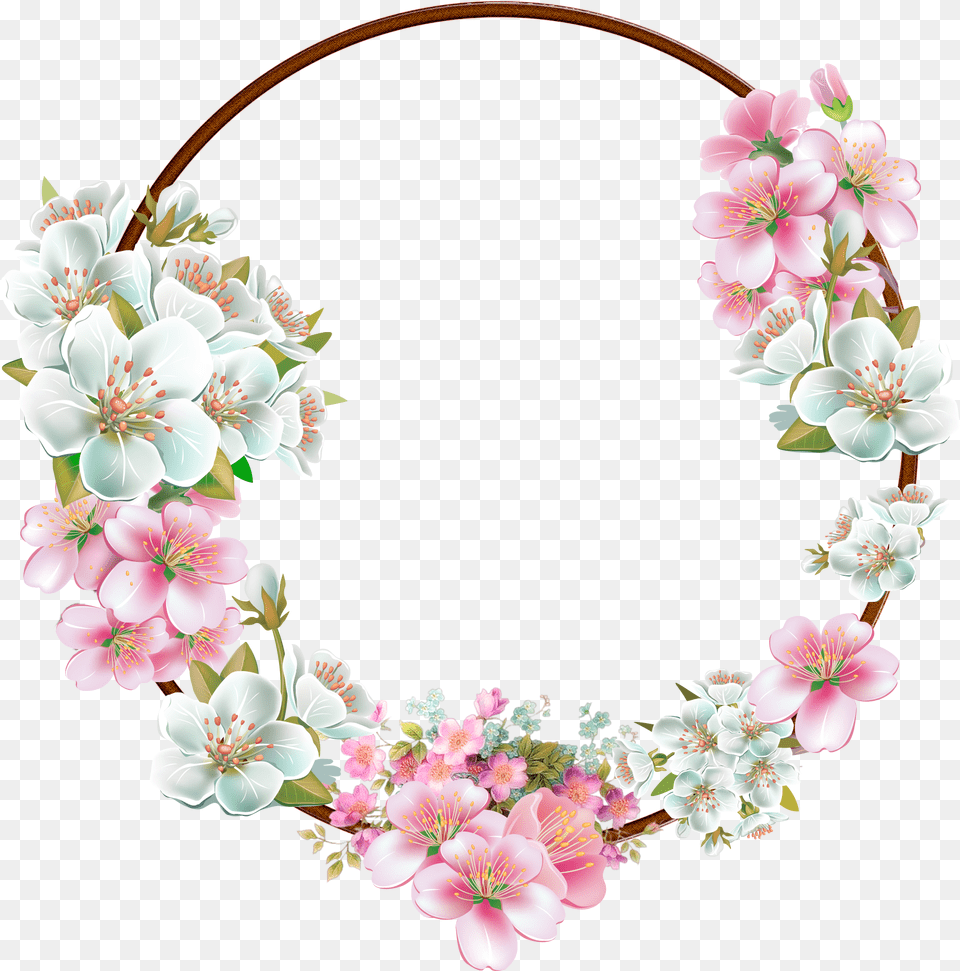 Download White Flower Frame Pic For Transparent Border Flower Frame, Plant, Accessories, Jewelry, Necklace Png