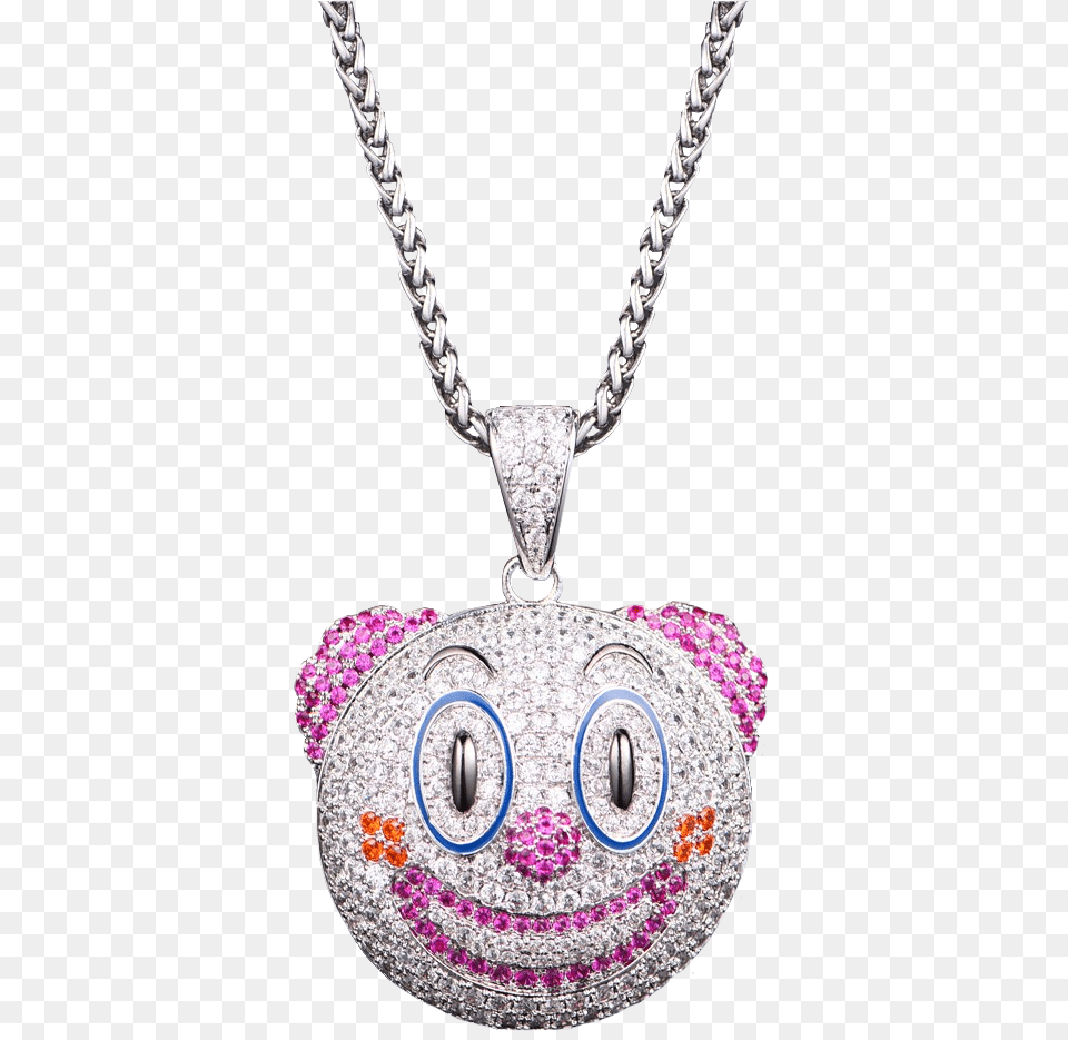 White Gold Iced Clown Emoji Locket, Accessories, Jewelry, Necklace, Pendant Free Png Download