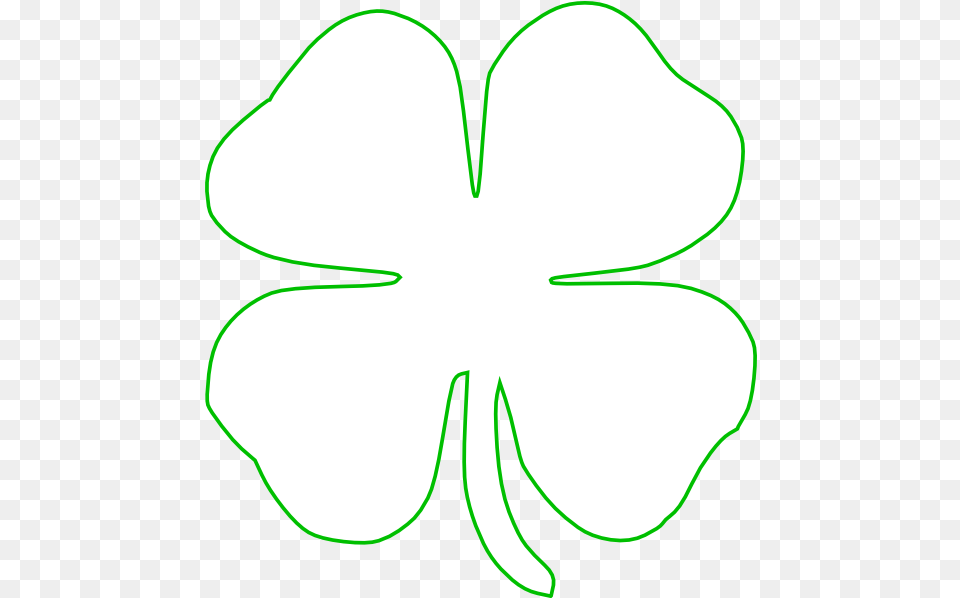 Download White Green Shamrock Clip Art White Four Leaf Clover With Green Background, Flower, Plant, Petal, Animal Png