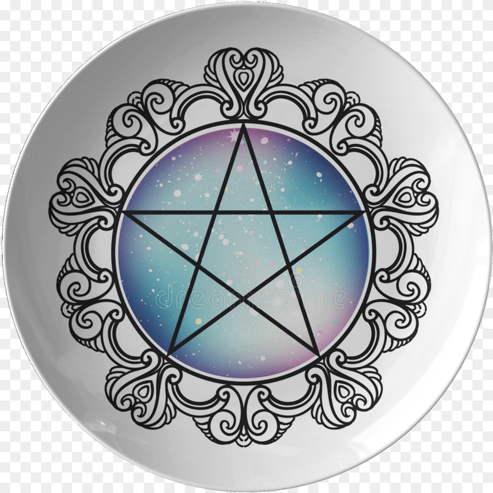 Download Wicca Pentacle Plate 5 Point Star, Platter, Dish, Food, Meal Png Image