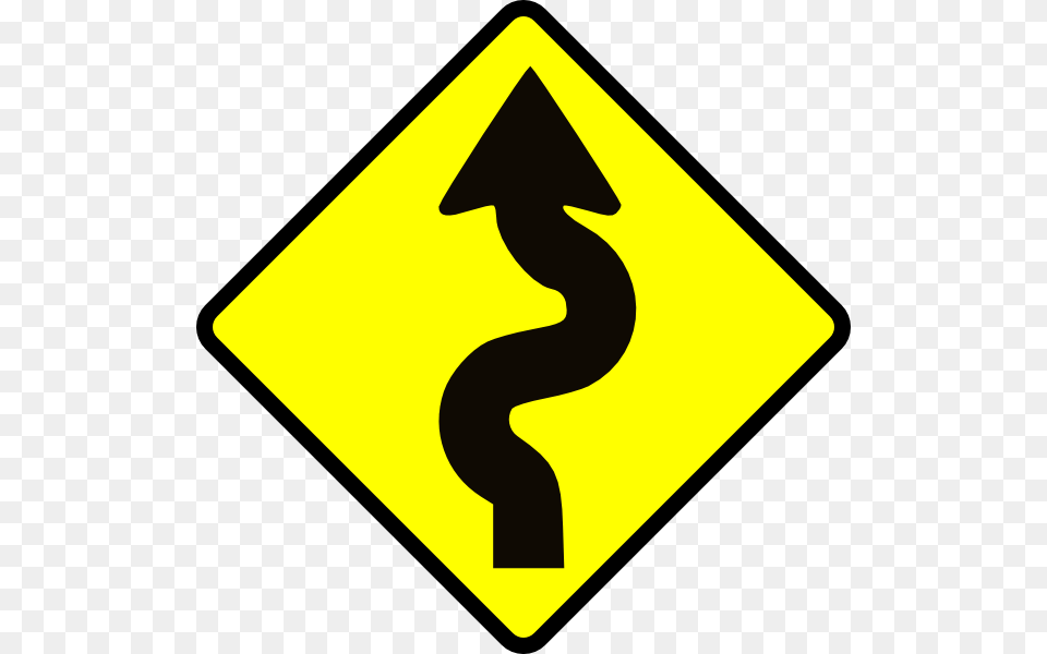 Winding Road Clipart, Sign, Symbol, Road Sign, Blackboard Free Png Download