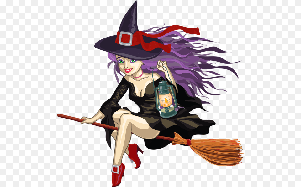Download Witch Image For Broom Witch, Person, Book, Comics, Publication Png