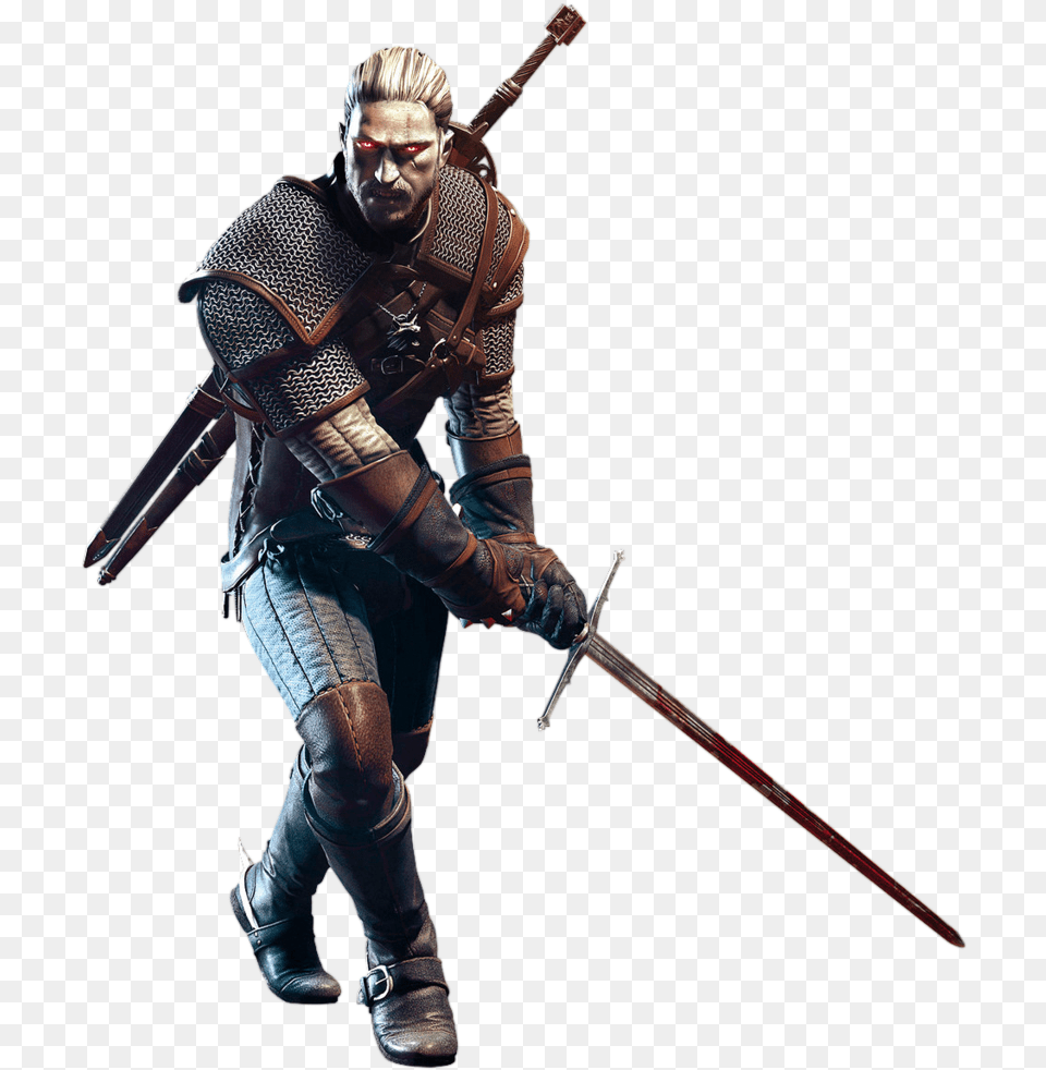 Witcher Geralt Image For Witcher, Weapon, Sword, Person, Man Free Png Download