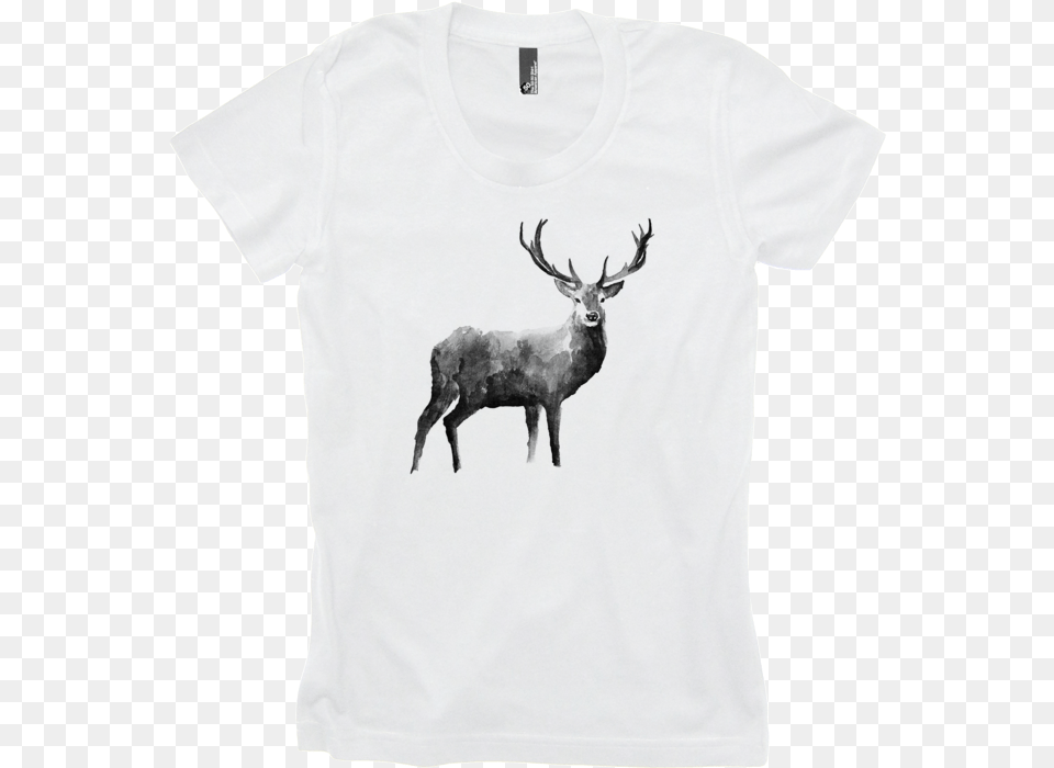Download Womenu0027s Tribalstrong Watercolor Buck T Shirt Elk Elk, Animal, T-shirt, Mammal, Wildlife Png Image