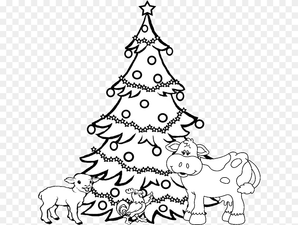 Download Xmas Animals Tree Line Drawing Of Christmas Tree Christmas Tree Drawing Copy, Festival, Christmas Decorations, Baby, Person Png Image