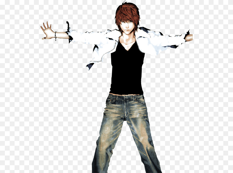 Download Yagami Light Open Wide Death Note 7 Book Death Note, Adult, Person, Pants, Man Free Transparent Png