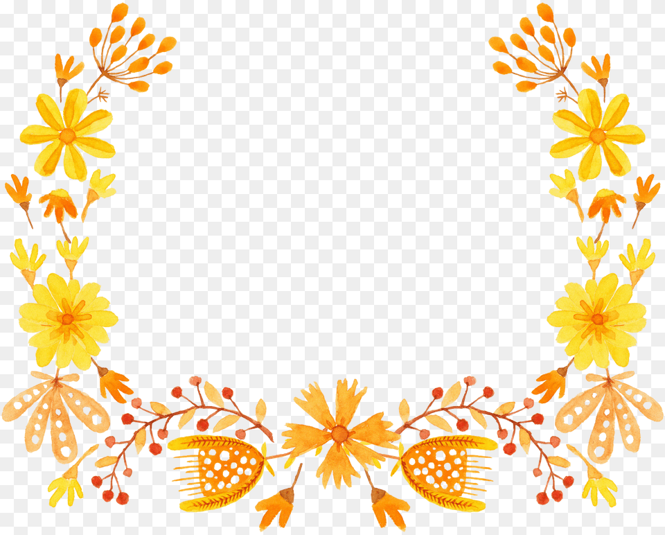 Yellow Flower Semicircle Clip Art Yellow Floral Border Yellow Flowers Clipart, Floral Design, Graphics, Pattern, Plant Free Png Download
