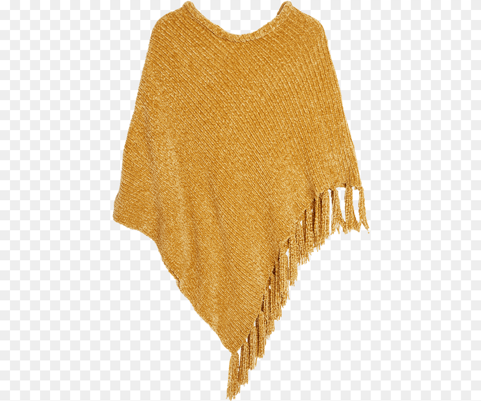 Download Yellow Poncho With Fringes Wool, Cloak, Clothing, Fashion, Knitwear Png Image