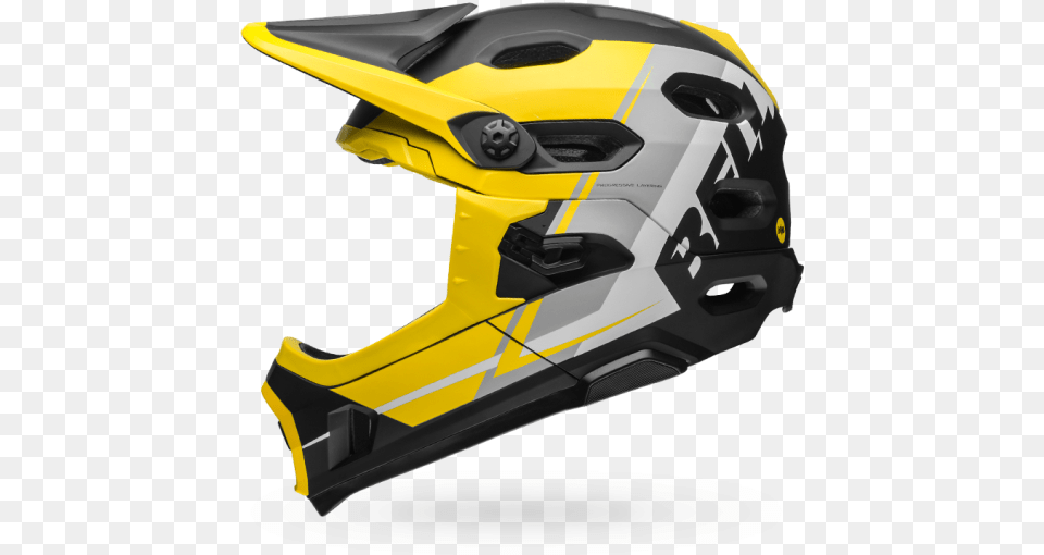 Download Yellow Smoke Black Bell Mtb Helmet 2018 Full Bell Super Dh Mips Helmet Grey, Crash Helmet, Clothing, Hardhat Free Transparent Png