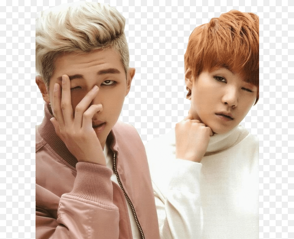 Download Yoongi And Namjoon Clipart Rm Suga Bts Hair Bts Namjoon And Yoongi, Person, Head, Photography, Portrait Free Png