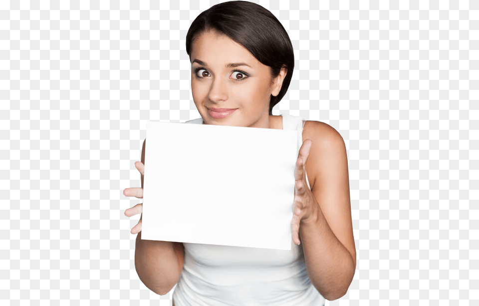Download Young Woman Hold Board Young People Woman Holding Paper, Head, Face, Portrait, Photography Free Png