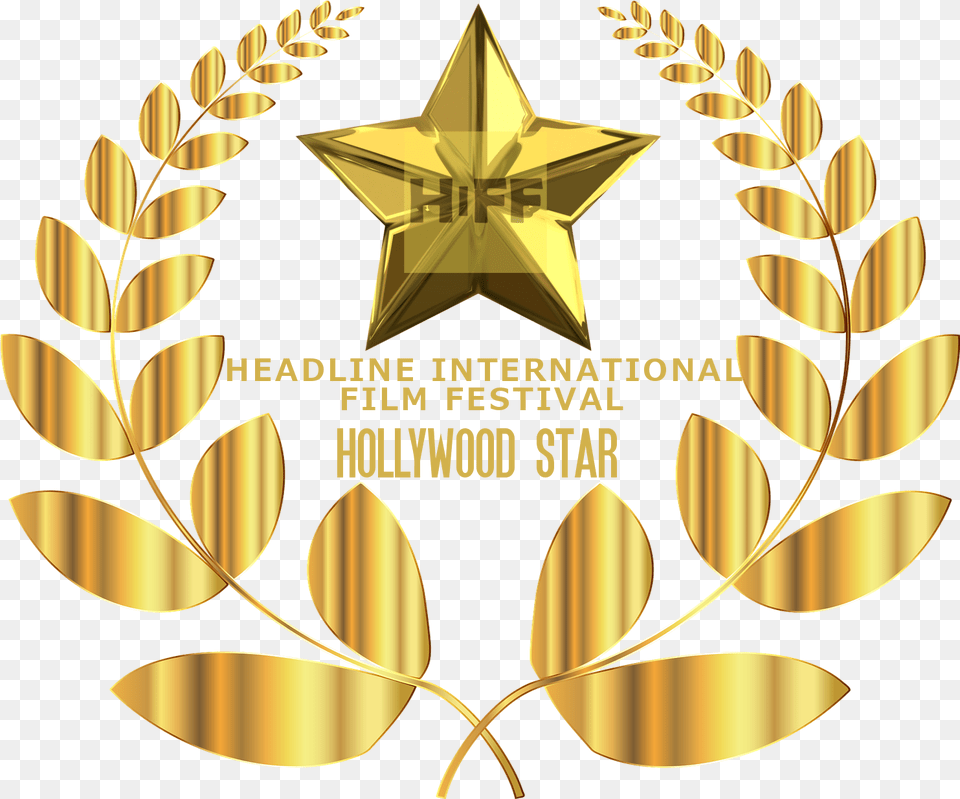 Your Hiff Hollywood Star Laurel Couronne De Laurier Or Transparent, Gold, Symbol, Badge, Logo Free Png Download