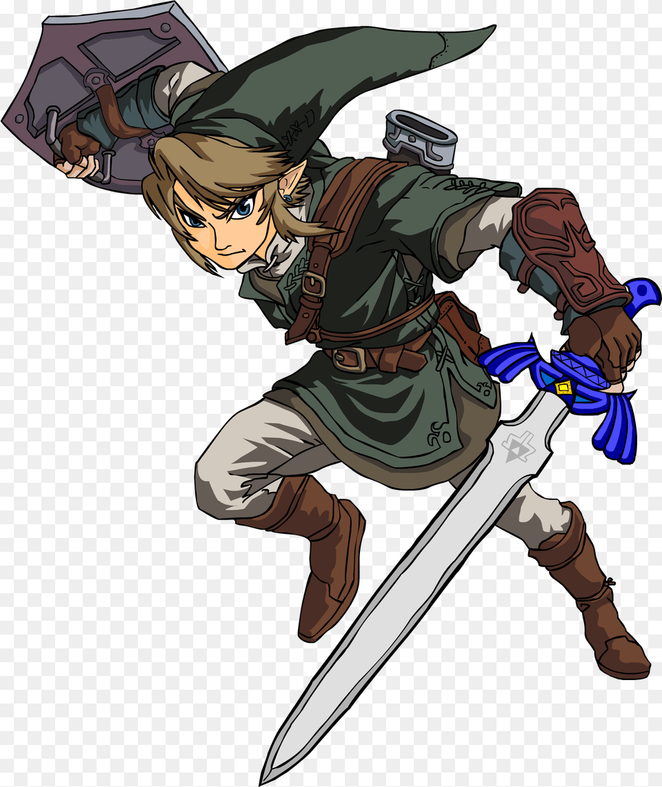 Download Zelda Link Image Twilight Princess Link Brawl, Book, Comics, Publication, Weapon Free Transparent Png