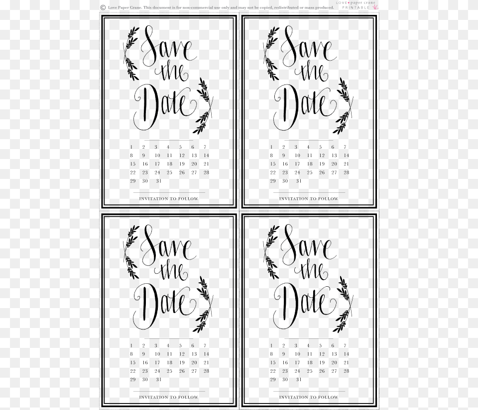 Downloadable Save The Date Calendar Template, Handwriting, Text Png