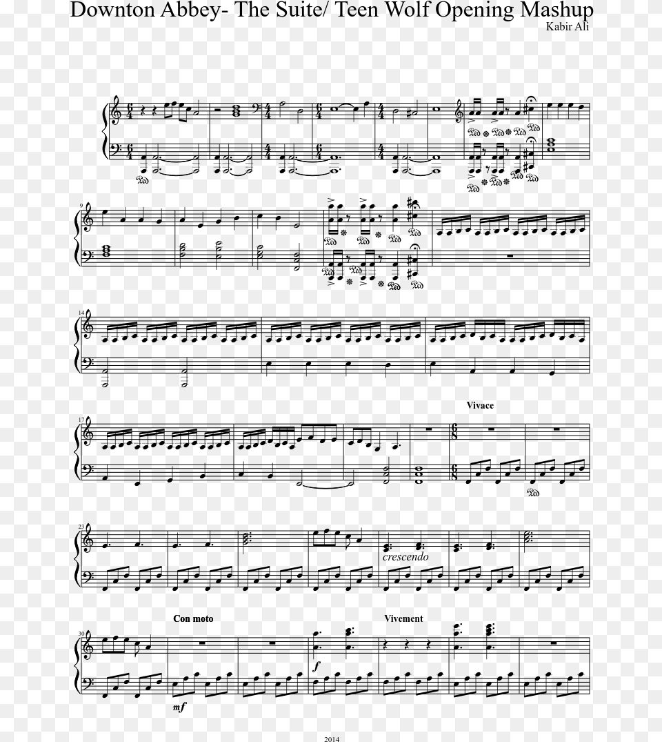 Downton Abbey The Suite Teen Wolf Opening Mashup Something Corporate Piano Sheet Music, Gray Free Png Download