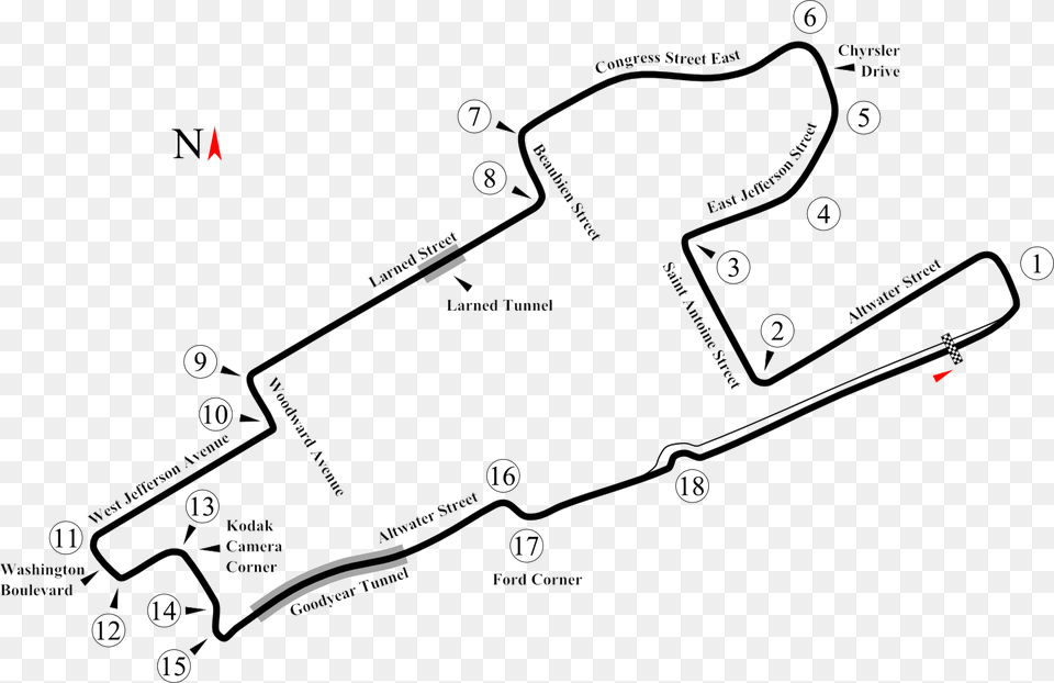 Downtown Detroit Street Circuit Detroit Street Circuit, Chart, Diagram, Plan, Plot Free Transparent Png