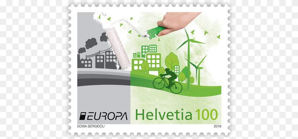 Doxia Sergidou Cyprus Nicola Carpi And Dina Christ Think Green, Person, Postage Stamp, Bicycle, Transportation Free Transparent Png