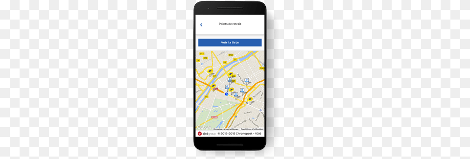 Dpd App Opened On Smart Phone Powered By Google Maps Google Maps Mobile, Electronics, Mobile Phone, Gps Free Png Download