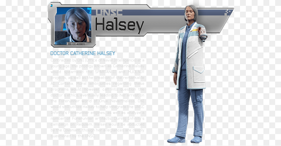 Dr Halsey Loses Arm Halo Catherine Halsey, Adult, Person, Woman, Lab Coat Free Png Download