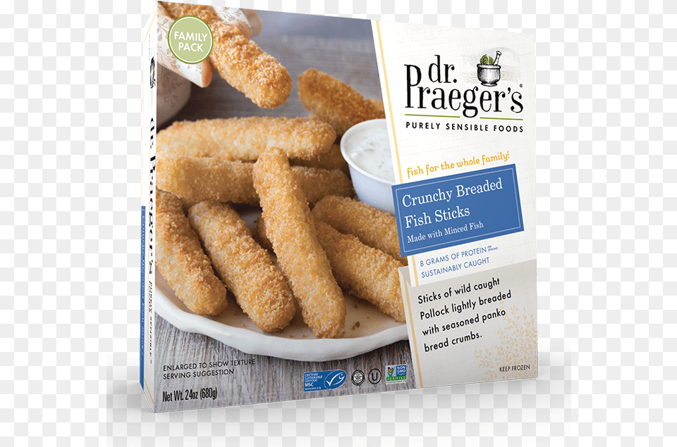 Dr Praeger S Crunchy Fish Sticks Crunchy Breaded Fish Sticks Made With Minced Fish, Food, Fried Chicken, Nuggets, Bread Free Png Download