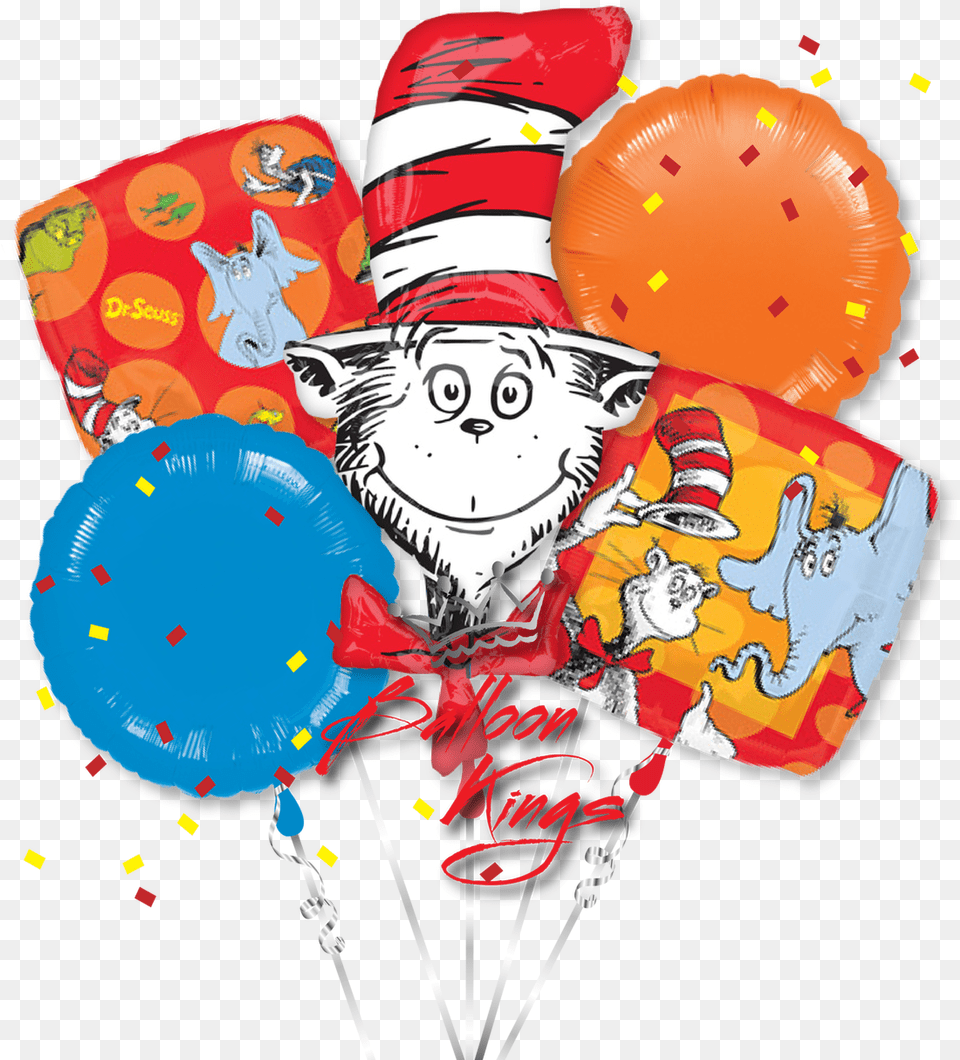 Dr Seuss Cat In The Hat Bouquet, Balloon, Face, Head, Person Free Transparent Png