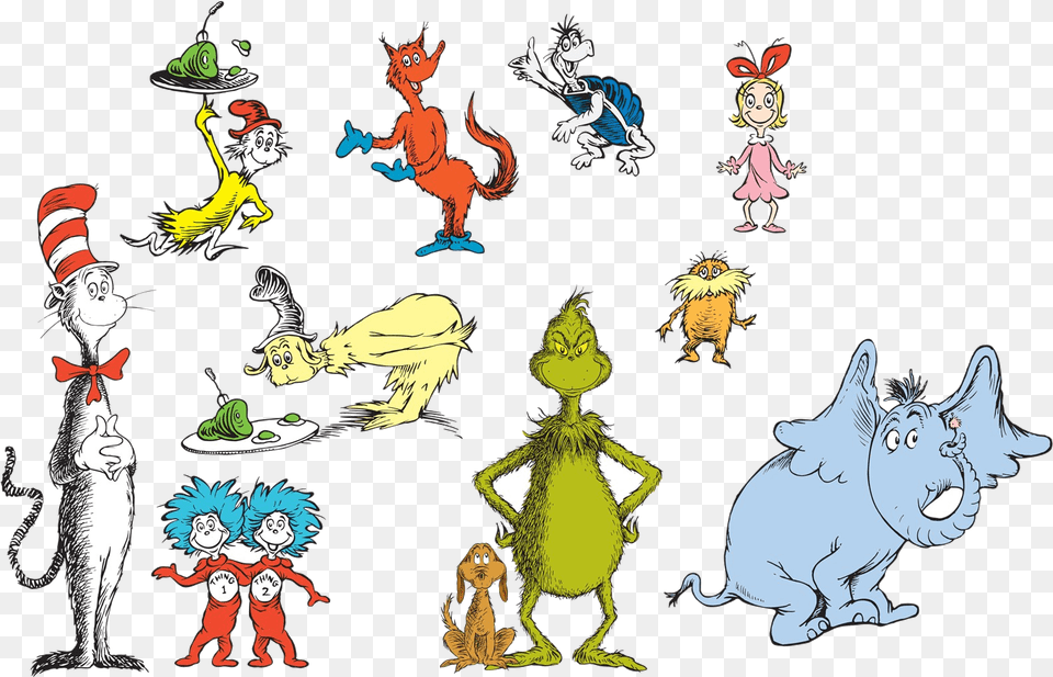 Dr Seuss Characters Free Clip Art Transparent Dr Seuss Characters, Publication, Book, Comics, Person Png Image