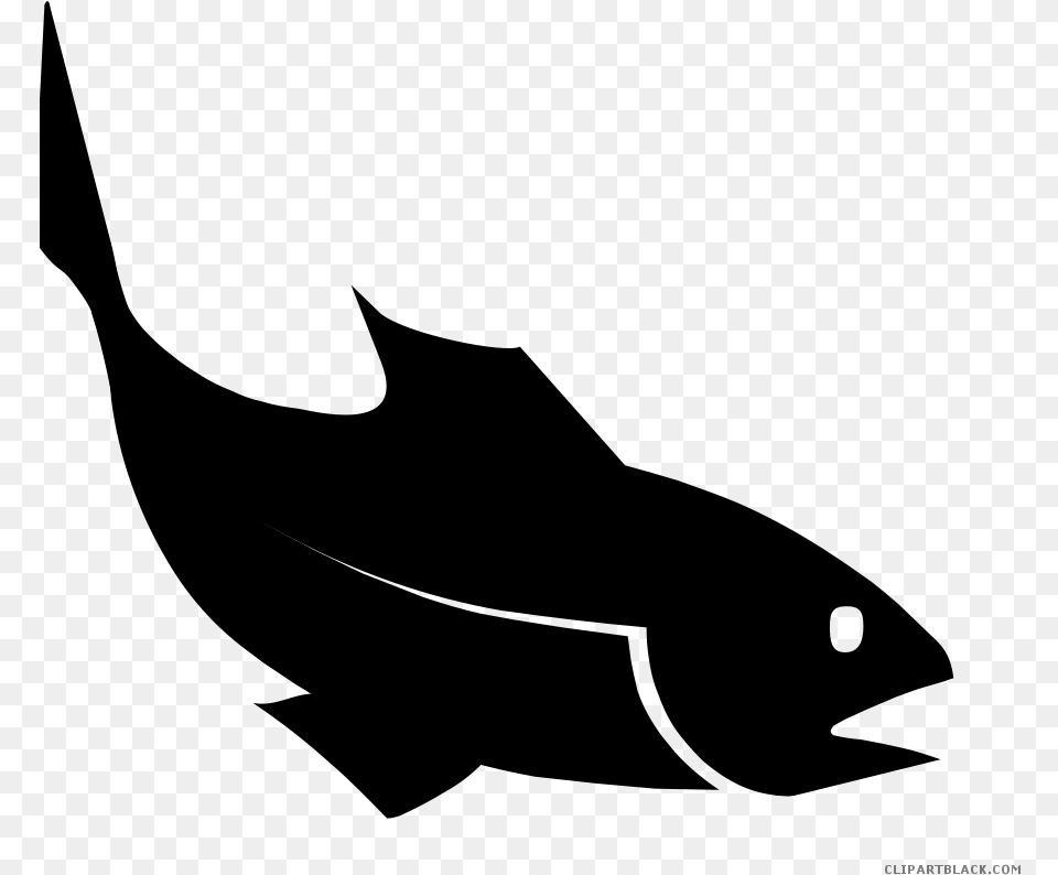 Dr Seuss Fish Clipart Black And White Svg Freeuse Silhouette Fish Clip Art, Gray Png Image