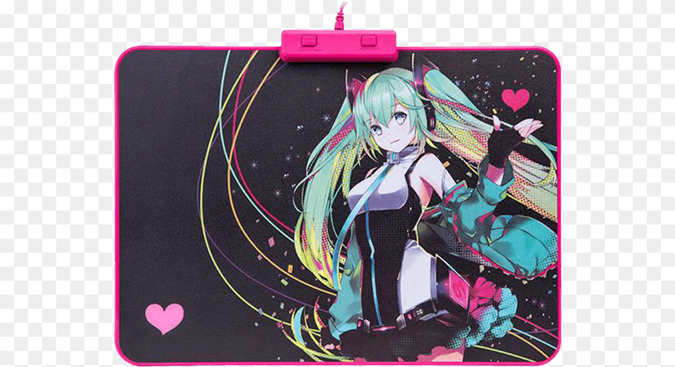 Draconem Rgb Hatsune Miku Edition Non Slip Rubber Thermaltake Hatsune Miku Mouse Pad, Adult, Person, Woman, Female Png Image