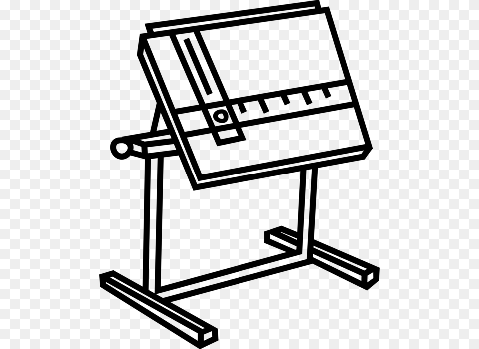 Drafting Table Prepares Technical Drawings, Gray Free Png