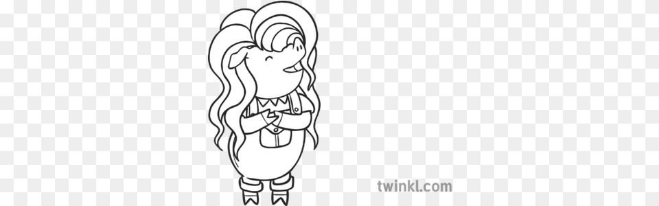 Drag Queen Phonics Eyfs Black And White Rgb Pig In A Wig Colouring, Book, Comics, Publication, Baby Png Image