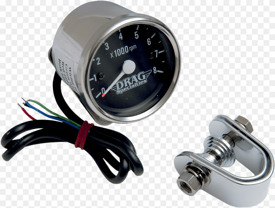Drag Specialties 8000 Rpm Chrome Electronic Tachometer Tachometer, Gauge, Appliance, Blow Dryer, Device Png Image